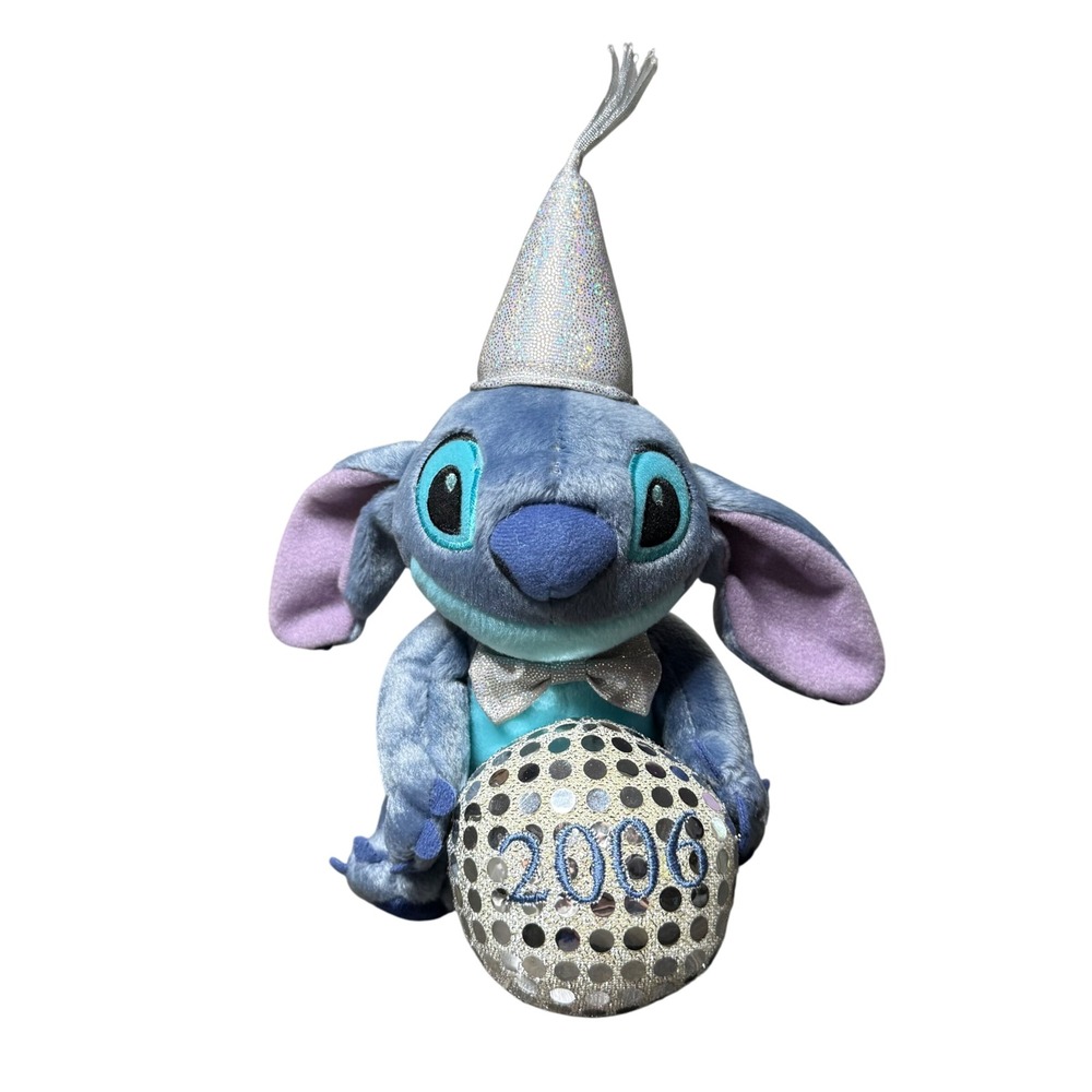 Disney Store Stitch Plush 2006 New Year Party Hat Bowtie‎ Collectible